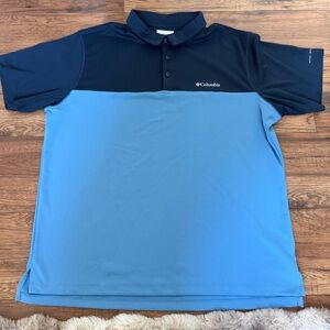 Columbia Men's Navy and Light Blue Polo Shirt Omni Shade XL Golf Top EUC